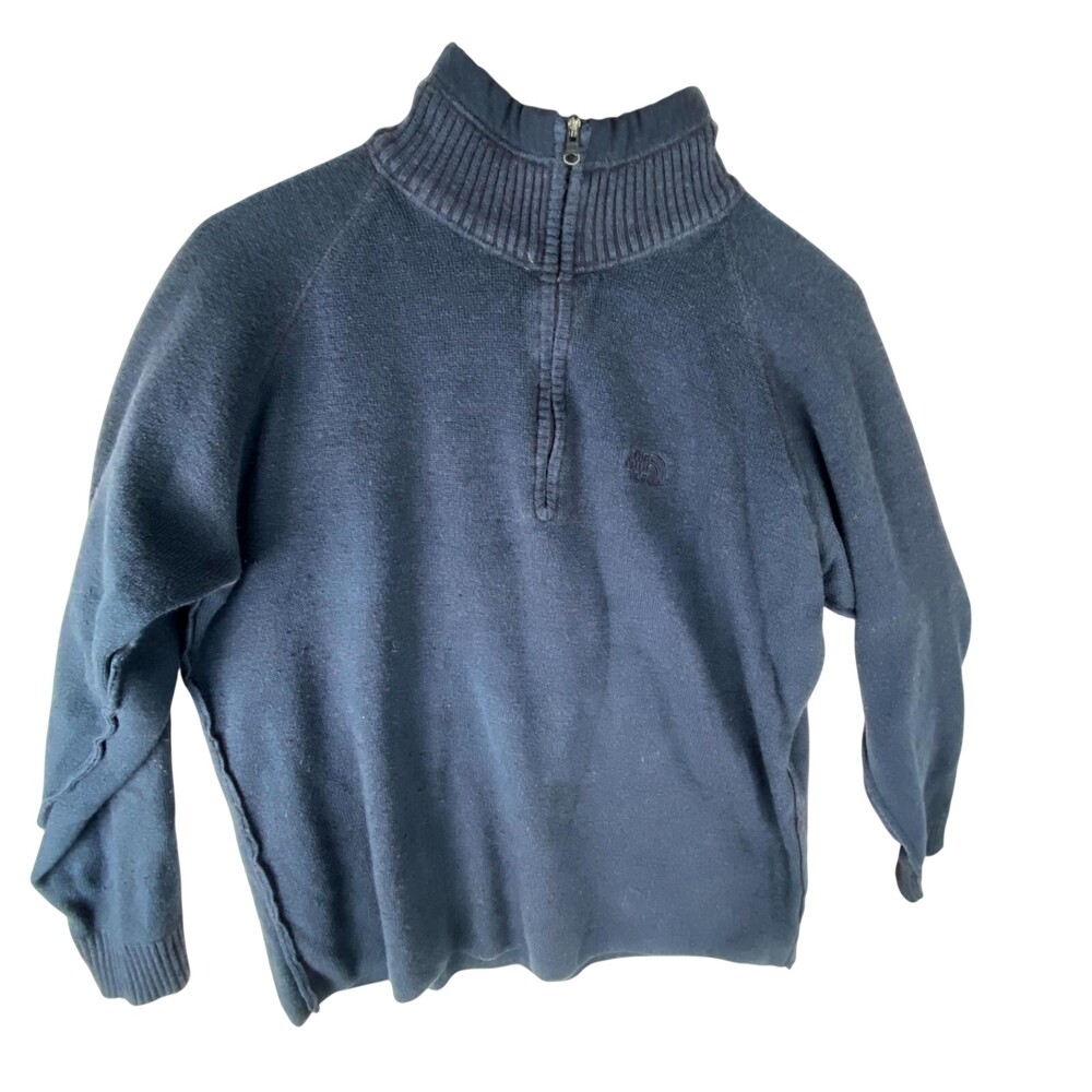 The North Face Sweatshirt Men's Large Gray Raglan Long Sleeve Mock Neck 1/2 Zip